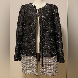 Banana Republic black and white tweed long blazer, small